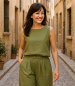 Bluzka MARISA w kolorze oliwkowym – zdjęcie plenerowe